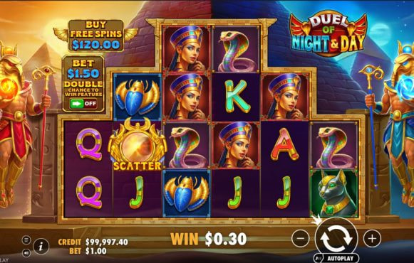 Screenshot from the New Duel of Night & Day Slot by Pragmatic Play