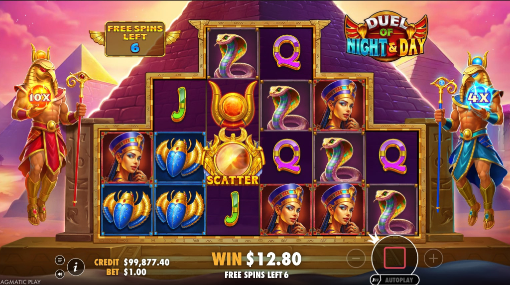 Screenshot from the Free Spins Round of Duel of Night & Day