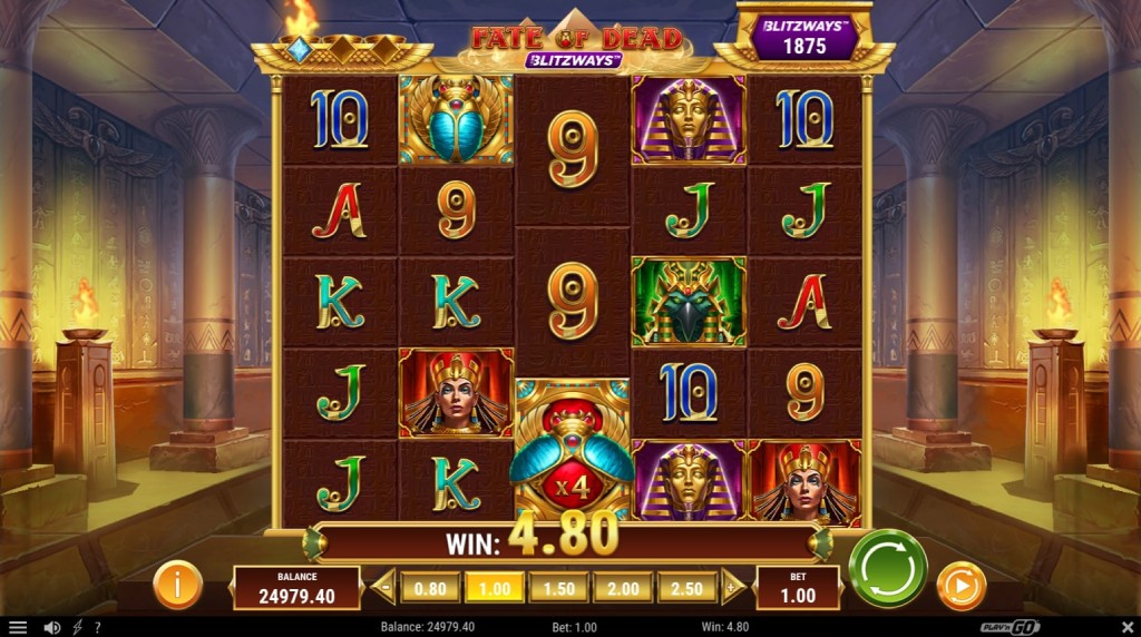 Screenshot of the Growing Multiplier Wilds Feature of Fate of Dead Blitzways