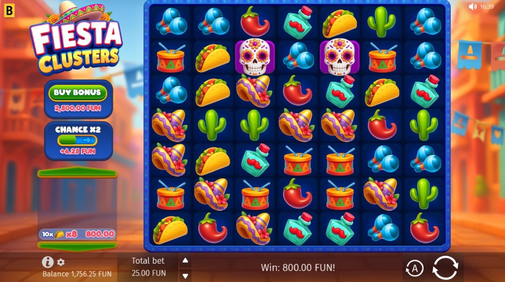 Screenshot from the New Fiesta Clusters Slot by BGaming