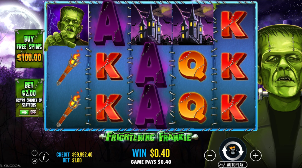 Screenshot from the New Frightening Frankie Slot by Pragmatic Play