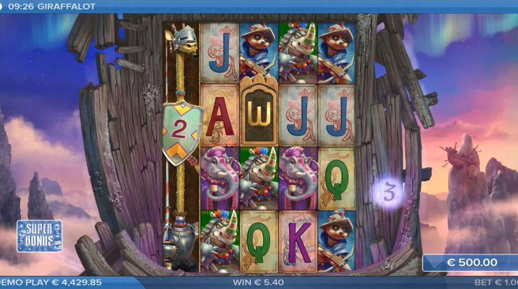 Screenshot from the free spins bonus round of Giraffalot