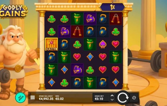 Screenshot from the New Godly Gains Slot by Bullshark Games