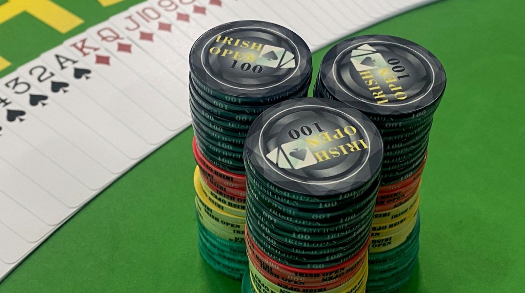 Cards and Irish Poker Open Branded Poker Chips Are Neatly Presented