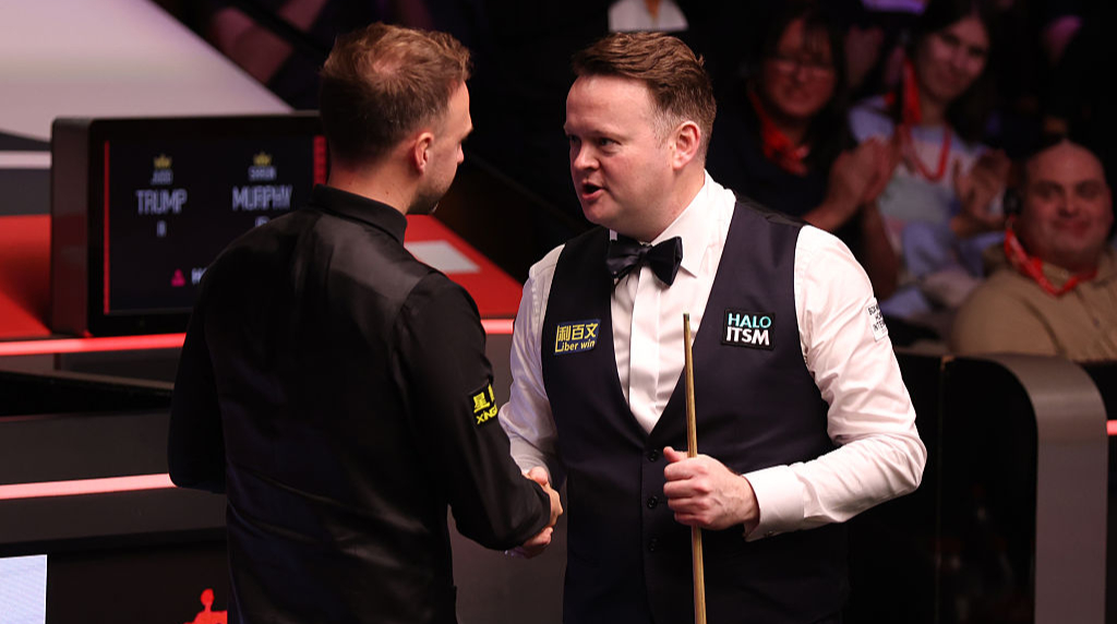 Snooker Players Shaun Murphy and Judd Trump Shaking Hands