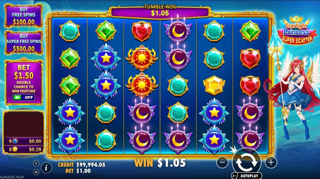 Screenshot from the new Starlight Princess Super Scatter slot by Pragmatic Play