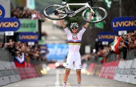 Tadej Pogacar Celebrates After Winning the 118th Il Lombardia.