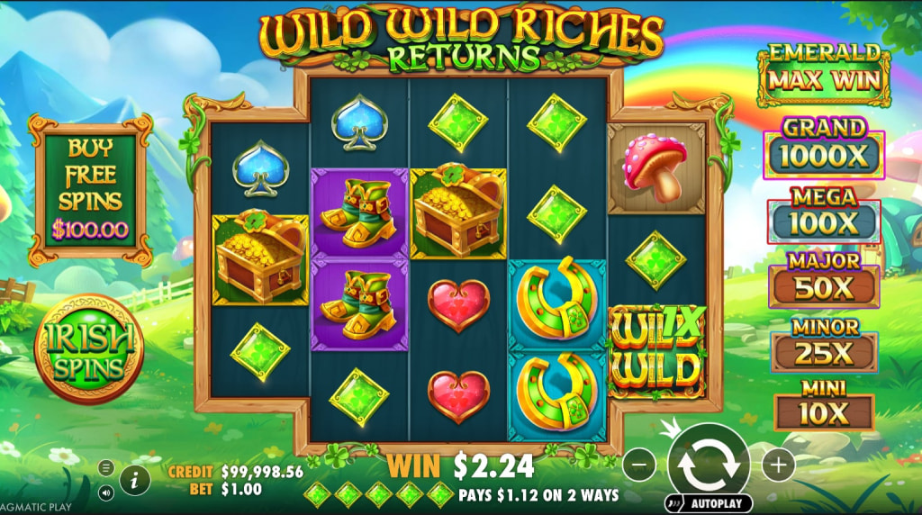 Screenshot from the New Wild Wild Riches Returns Slot by Pragmatic Play