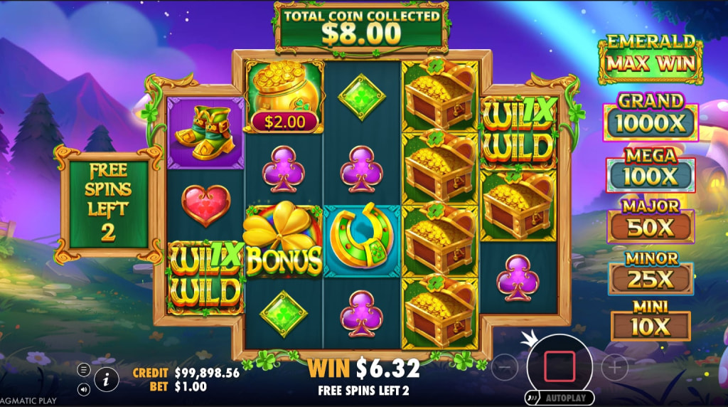 Screenshot from the Free Spins Round of Wild Wild Riches Returns
