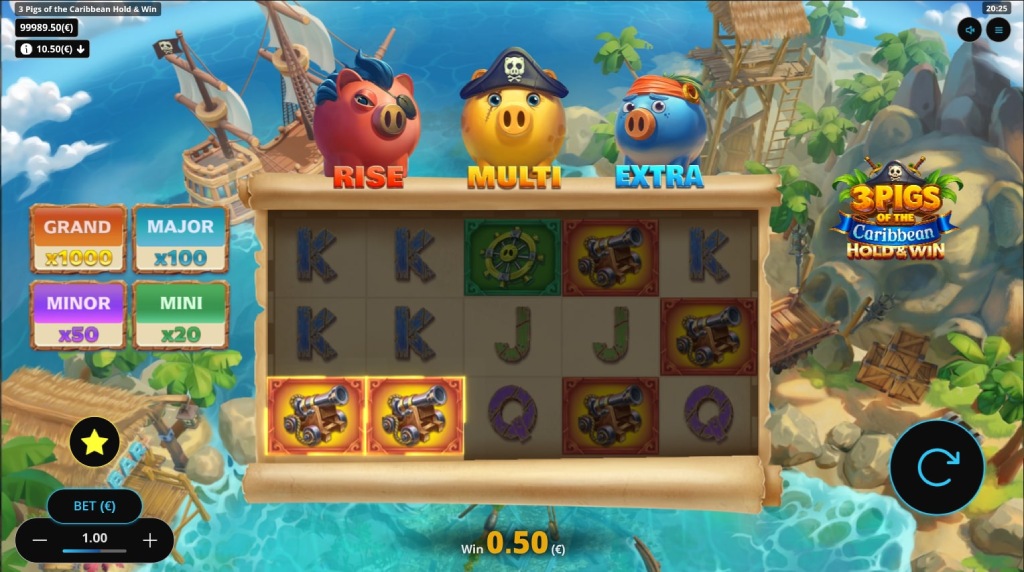 Screenshot from the New 3 Pigs of the Caribbean Slot by Gaming Corps
