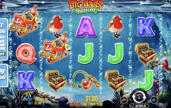 Skärmbild av det nya spelet Big Bass Christmas Frozen Lake från Pragmatic Play