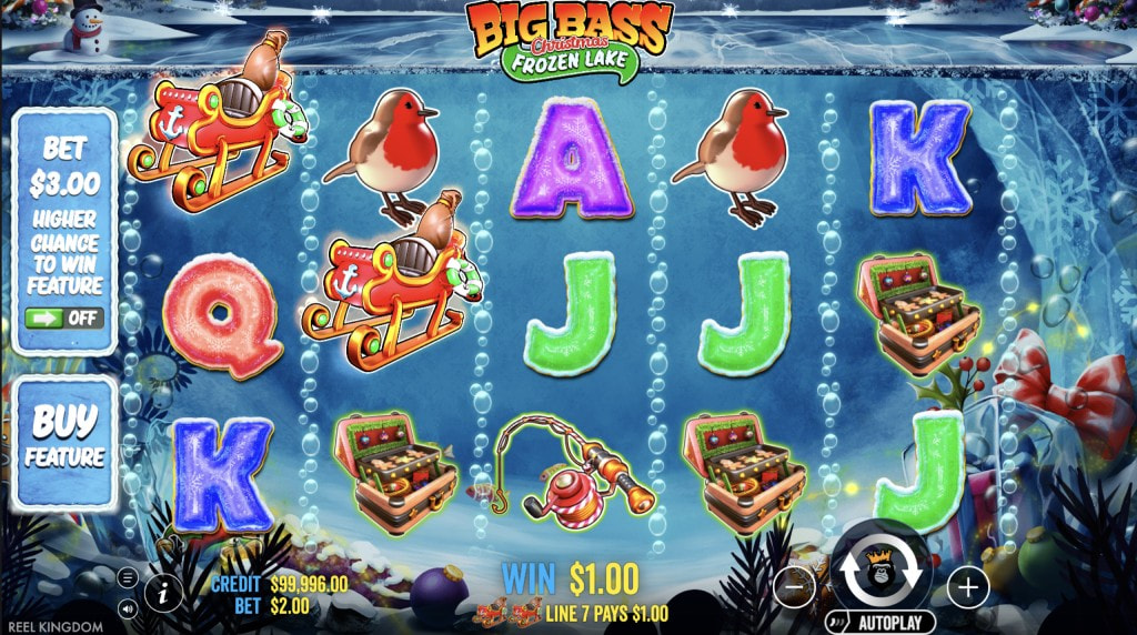Skärmbild av det nya spelet Big Bass Christmas Frozen Lake från Pragmatic Play