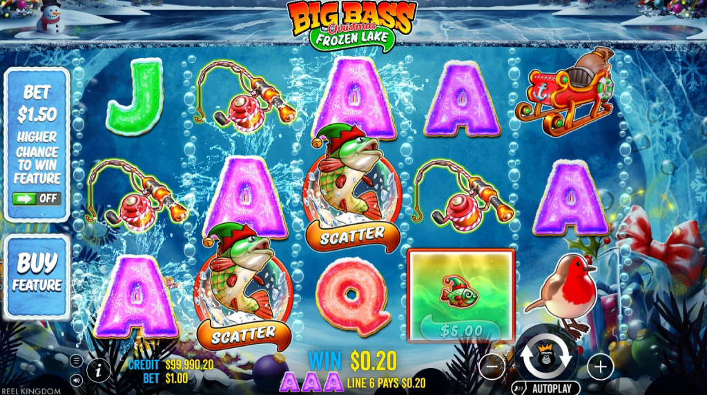 Screenshot from the New Big Bass Christmas Frozen Lake Slot by Pragmatic Play