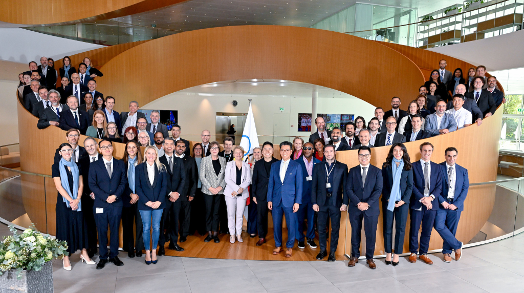 Delegates Pose for a Group Photo at the Fifth International Forum for Sport Integrity.