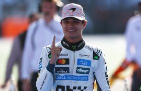 Lando Norris Celebrates After Winning the 2025 Mexican Grand Prix.