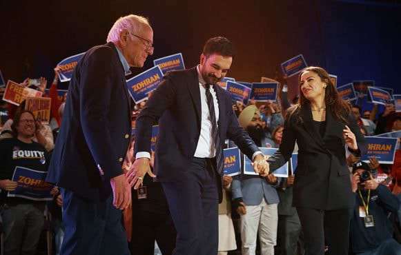 Zohran Mamdani, Bernie Sanders and Alexandria Ocasio-Cortez During an Election.