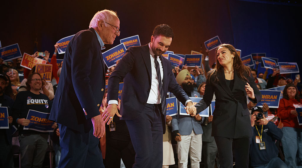 Zohran Mamdani, Bernie Sanders and Alexandria Ocasio-Cortez During an Election.