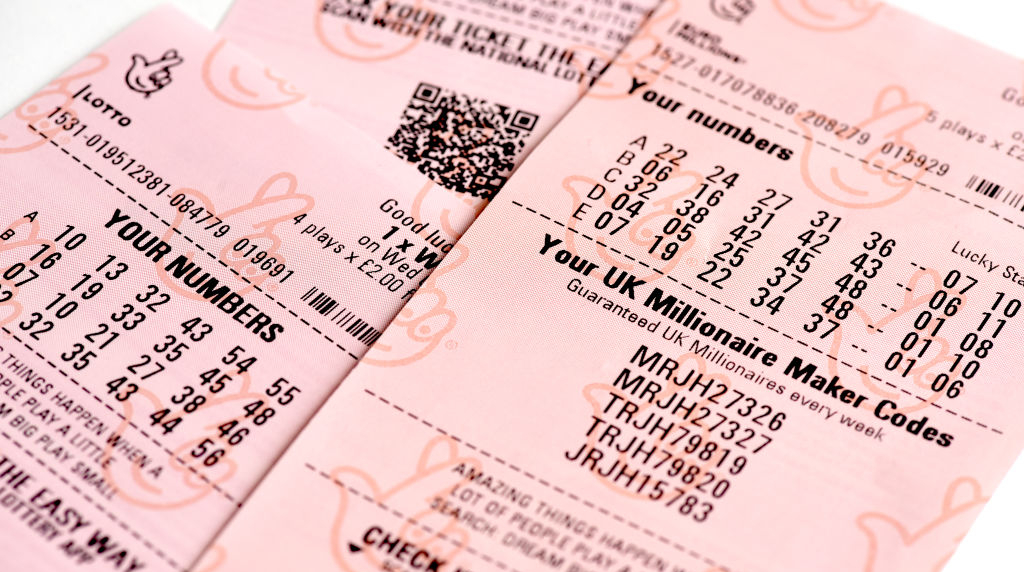 A UK Lotto Ticket with Its Numbers on Display.