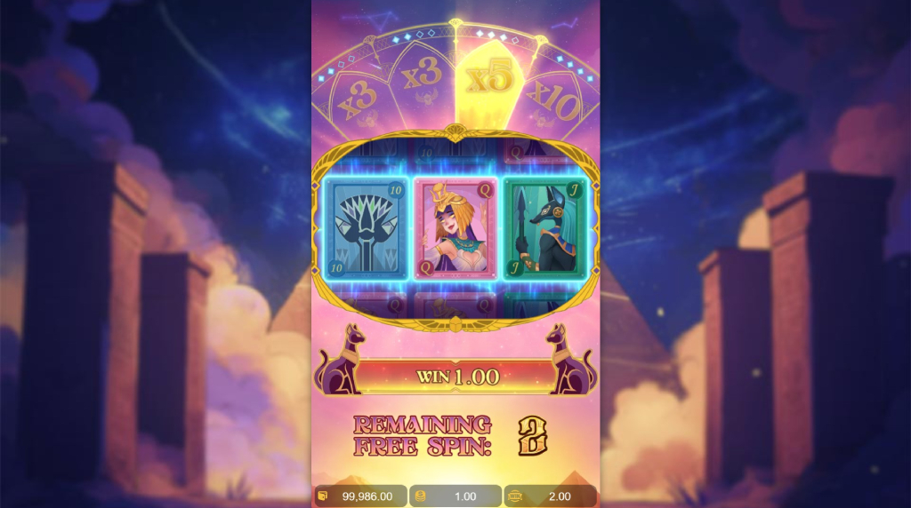 Screenshot from the Free Spins Feature of Pharaoh Royals