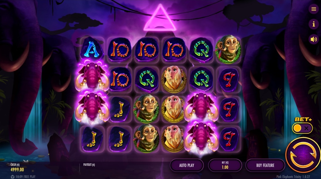 Screenshot from the New Pink Elephants Trinity Slot by Thunderkick