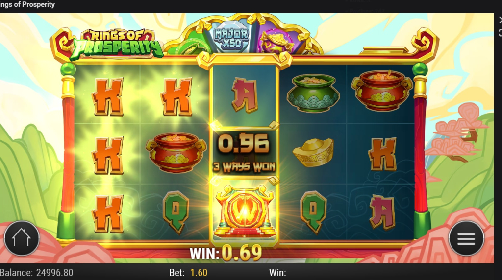Screenshot from the New Rings of Prosperity Slot by Play'n GO