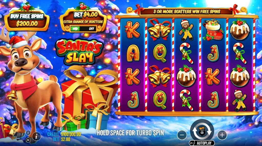 Screenshot from the New Santa's Slay Slot by Pragmatic Play
