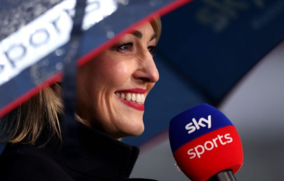 Sky Sports Presenter Kelly Cates on Duty at a 2024 Premier League Match