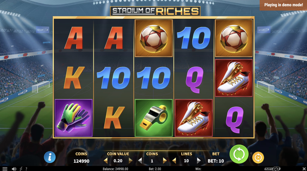 Skärmbild av det nya spelet Stadium of Riches från Play’n GO