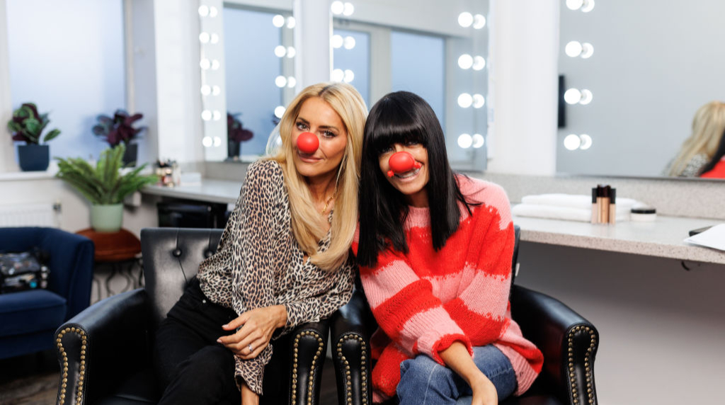 Claudia Winkleman and Tess Daily Showing Off Red Noses for Comic Relief.