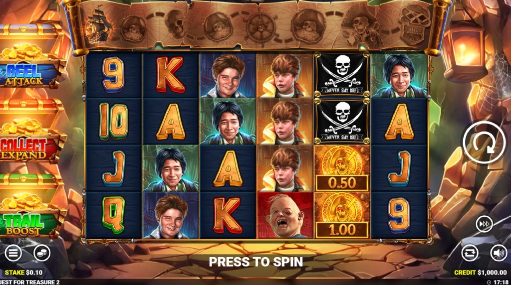 Screenshot from the New The Goonies Quest for Treasure 2 Slot by Blueprint Gaming