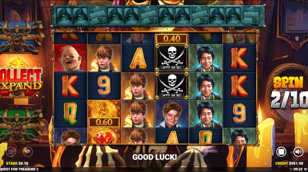 Screenshot from the One-Eyed Willy Spins of The Goonies Quest for Treasure 2