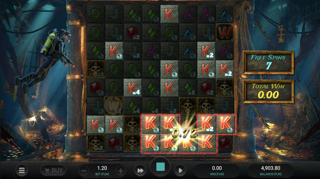 Skärmbild av bonusspelet i Treasure Tumble