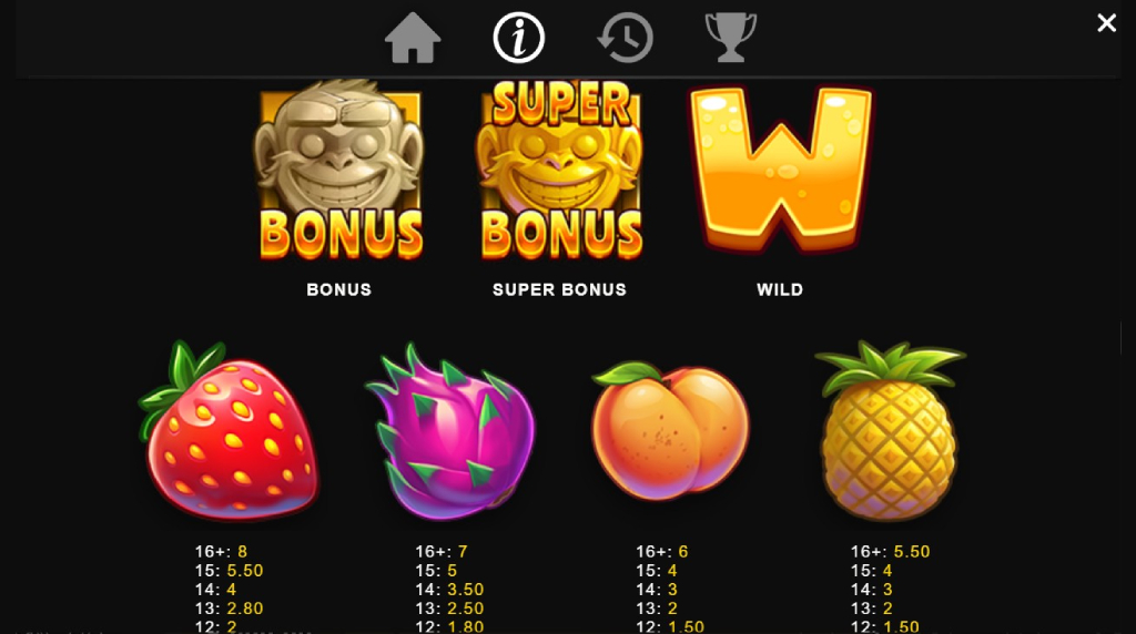 Screenshot from the Paytable of Ultra Fruit Smash