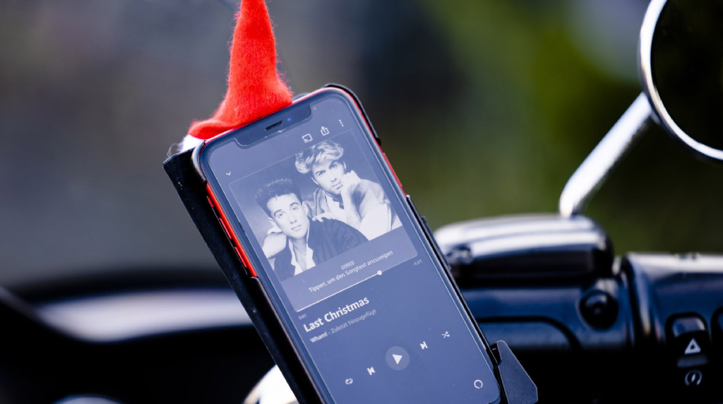 Wham! Pictured on a Festively Decorated Mobile Phone.