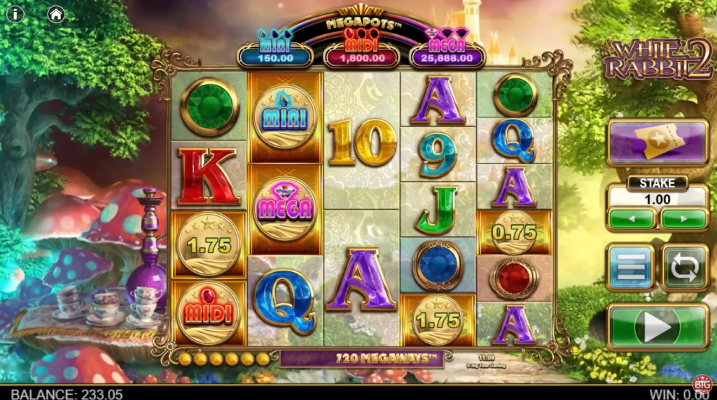 Screenshot from the New White Rabbit 2 Slot by Big Time Gaming