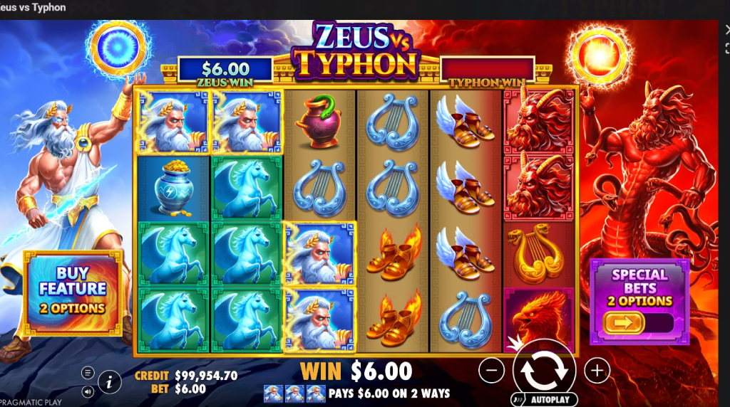 Screenshot from the New Zeus vs Typhon Slot by Pragmatic Play