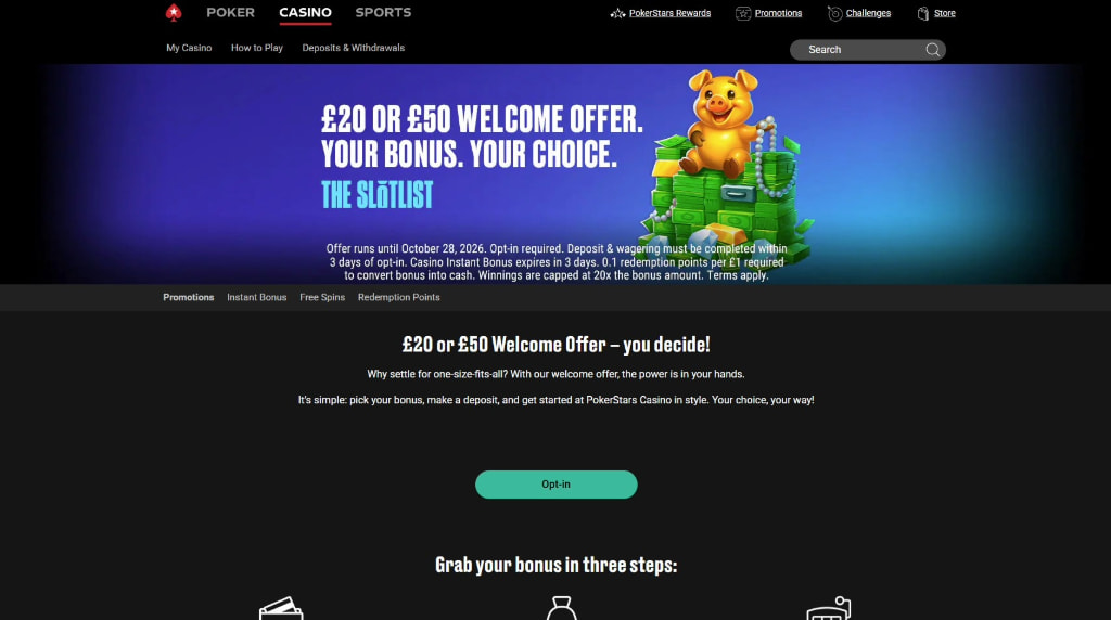 The Choice of Two Welcome Bonuses at PokerStars Casino