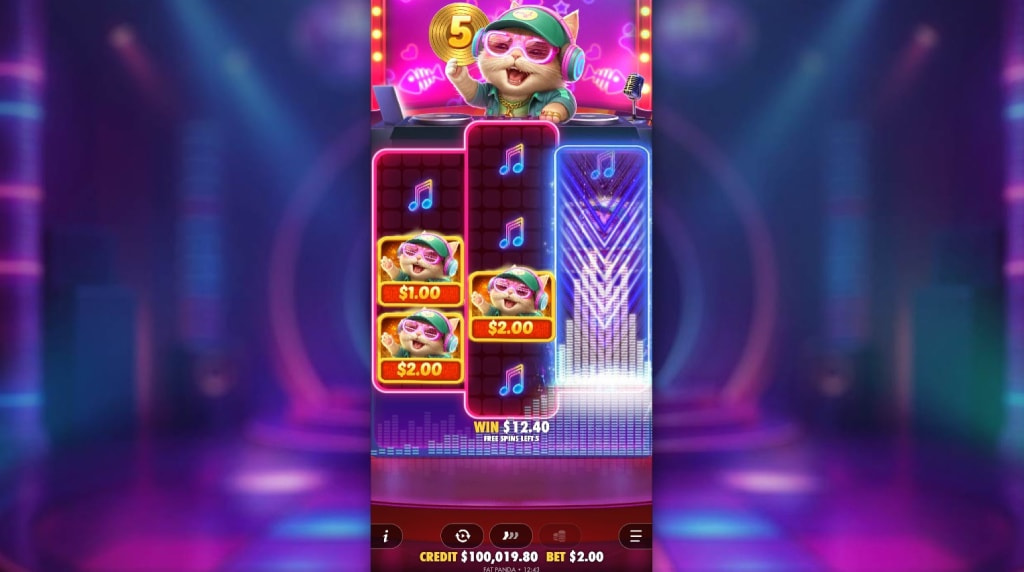 Screenshot from the free spins of DJ Neko