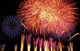 Fyrverkerier mot en mörk himmel