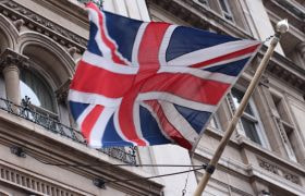 Union Jack Flag on the Side of a Building