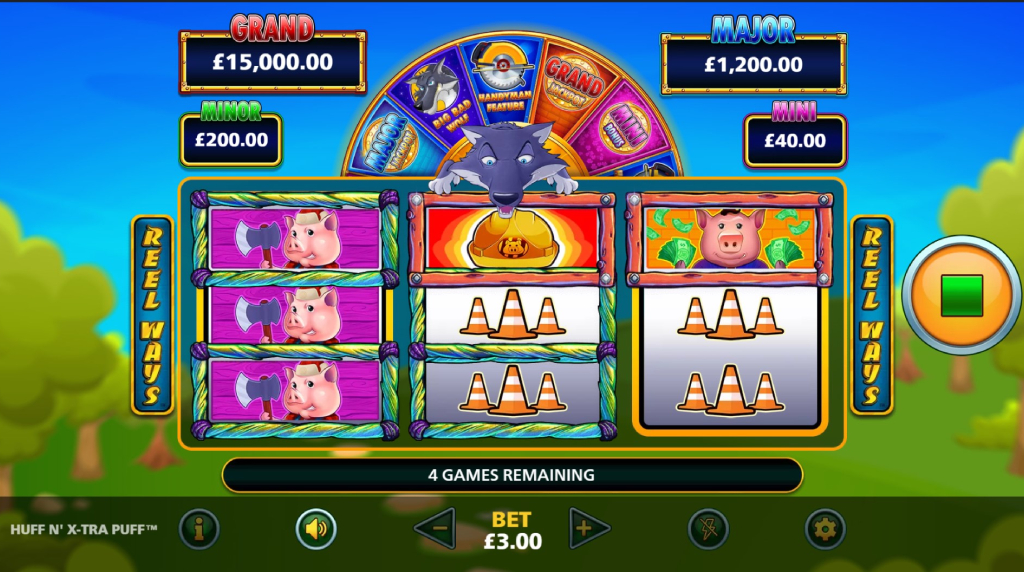 Screenshot from the Free Spins of Huff N' Xtra Puff