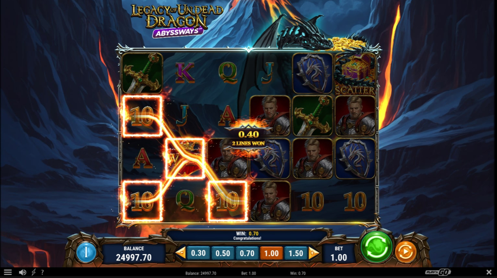 Screenshot from the New Legacy of Undead Dragon Abyssways Slot by Play'n GO