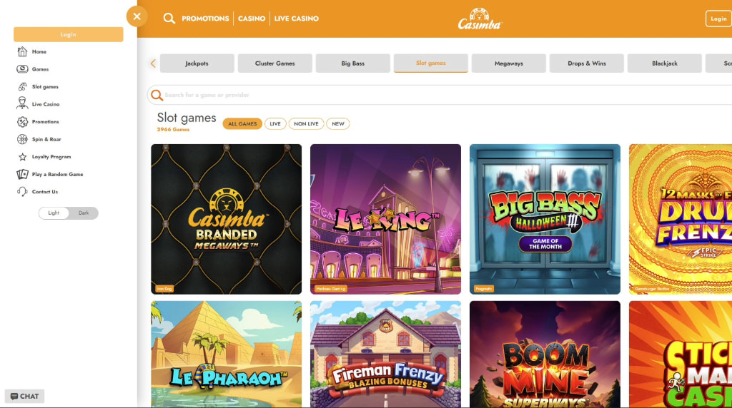 The Light and Dark Casino Site Modes at Casimba