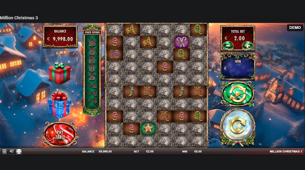 Screenshot from the New Million Christmas 3 Slot by Red Rake Gaming