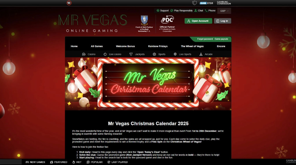 The Mr Vegas Christmas Calendar for 2025