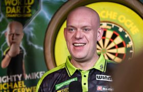 Darts Star Michale van Gerwen at the Launch of the 2026 World Darts Championship.