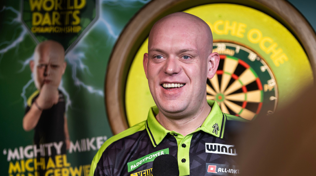 Darts Star Michale van Gerwen at the Launch of the 2026 World Darts Championship.