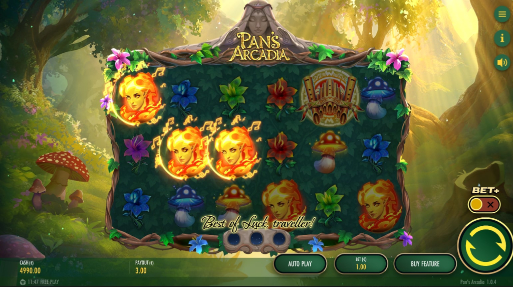 Screenshot from the New Pan's Arcadia Slot by Thunderkick
