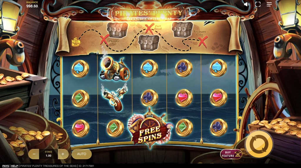 Skärmbild av det nya spelet Pirates’ Plenty Treasures of the Seas från Red Tiger