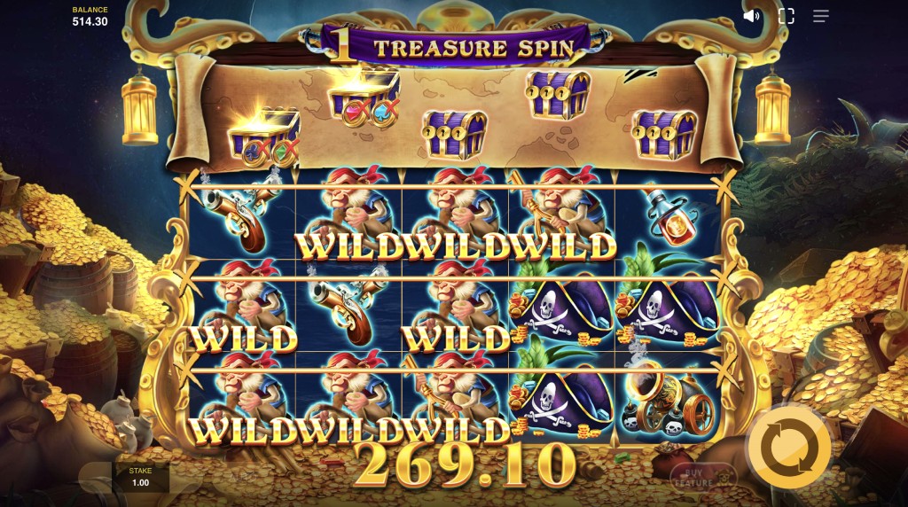 Skärmbild av Treasure Spins i Pirates' Plenty Treasures of the Seas